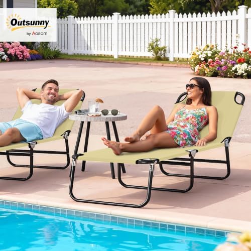 Outsunny Folding Chaise Lounge Chair - Image 2
