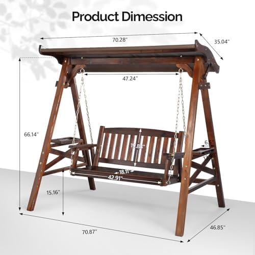 VINGLI Porch Swing with Stand and Canopy, Waterproof Patio Swing - Image 5