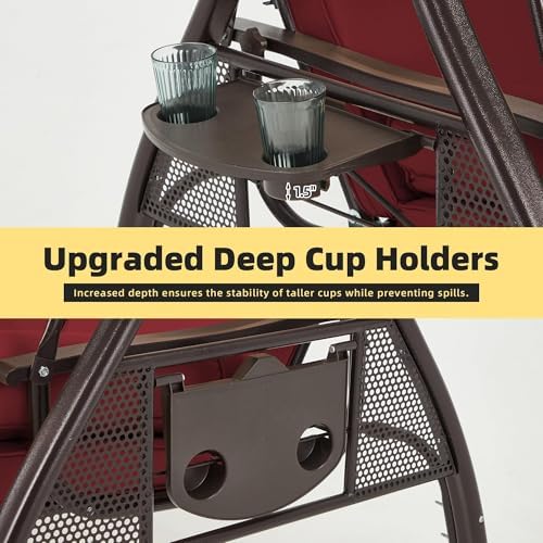 HOMREST 3 Seat Porch Swing - Image 5