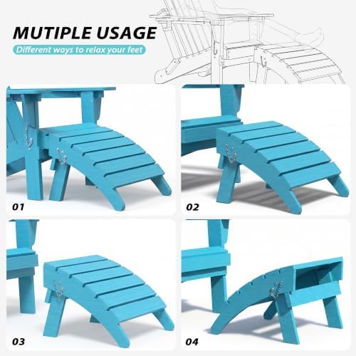 Domi Adirondack Ottoman Footstool, HDPE Outdoor Ottoman Foot Rest - Image 7