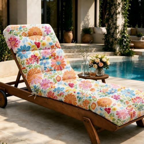 Outdoor Chaise Lounge Chair Cushion Waterproof 74.4x22x4.7 Inch by Tycdiose
