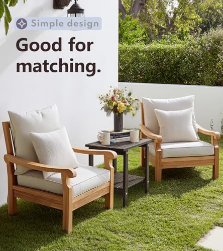 Outdoor Side Table, 2-Tier Storage Patio Side Table, HDPE Adirondack Side Table - Image 3
