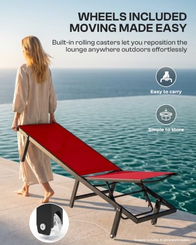 Outdoor Lounge Chair Set of 4, Aluminum Pool Lounge Chairs - Image 3