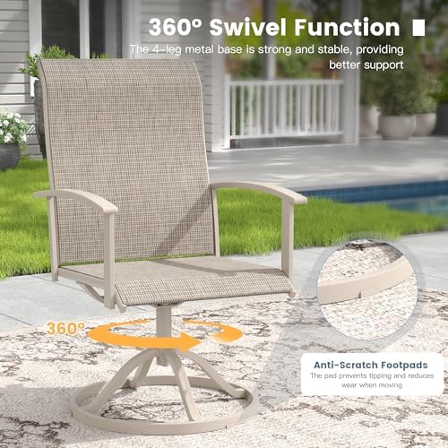 DIFY Outdoor Dining Set for 8, 59.8" Round Table & Sandshell Swivel Chairs - Image 3