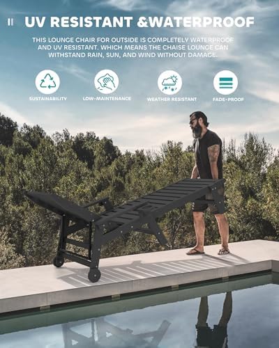 SERWALL HDPE Outdoor Chaise Lounge Set of 2 - Image 6