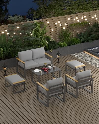 2-Pack Aluminum Patio Ottomans – Rust-Resistant, Removable Cushions - Image 4