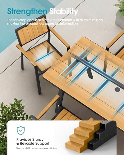 Aluminum Outdoor Dining Set of 4, Patio Table and Stackable Chairs - Image 4