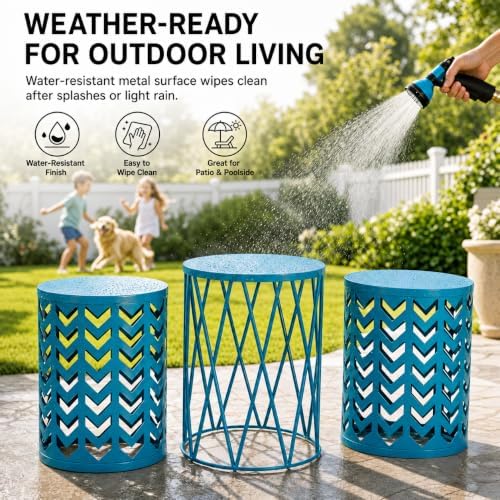 Y&M Set of 3 Nesting Metal Round Coffee Table, Side Table End Table - Image 6