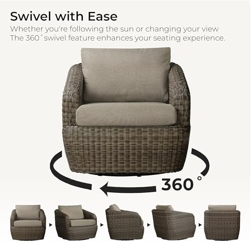 CHITA Patio Wicker Swivel Chairs, Outdoor Furniture Set, Fully Assembled - Image 2