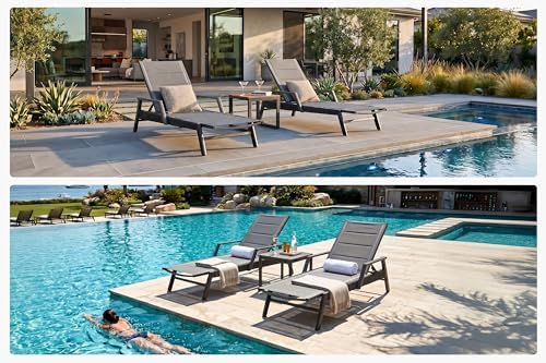 PURPLE LEAF Patio Lounge Chair 3D Textilene W/Arms Rust-Free Moon Basalt - Image 7