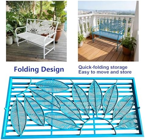 Metal Outdoor Garden Bench, 42.5" 2-3 Seater Patio Bench - Image 4