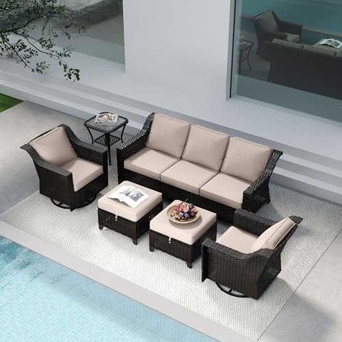 6 Piece Patio Furniture Set, Wicker Outdoor Conversation Set by Meetleisure-LeisureLiving