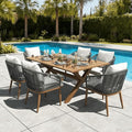 7 Pieces Outdoor Patio Dining Set, Aluminium Rectangular Dining Table and by LayinSun