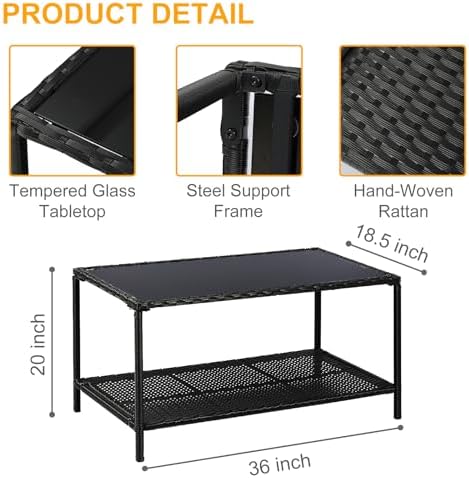 2-Tier All Weather Rattan Wicker Outdoor Coffee Side Table - Image 3