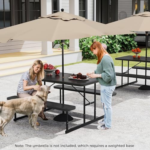 GIANTEX Picnic Table Bench Set for 4 People, 4.5FT Outdoor Rectangular Dining - Image 2