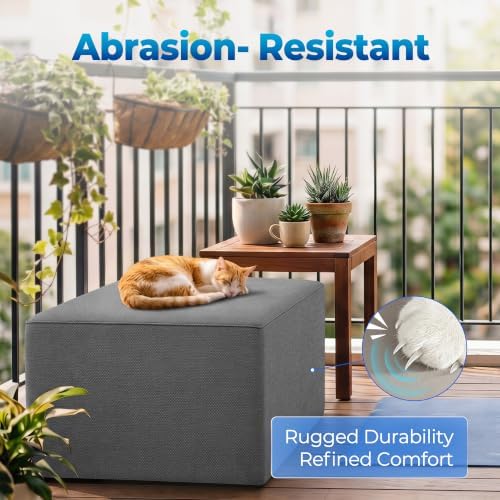 Square Outdoor Ottoman Pouf, Dark Gray - Image 5
