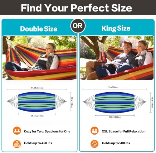 Brazilian Double Hammock with Tree Straps, King Size, 500 lbs Capacity - Image 4