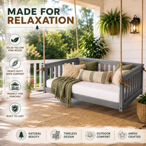 Amish Made Twin Graphite Hanging Daybed, Made in USA - Image 2