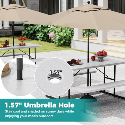 GIANTEX Picnic Table Bench Set for 4 People, 4.5FT Outdoor Rectangular Dining - Image 6