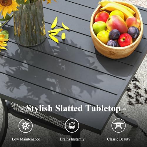 3 Pieces Outdoor Dining Set, Stackable Textilene Paito Chairs & 27.5" Square - Image 5