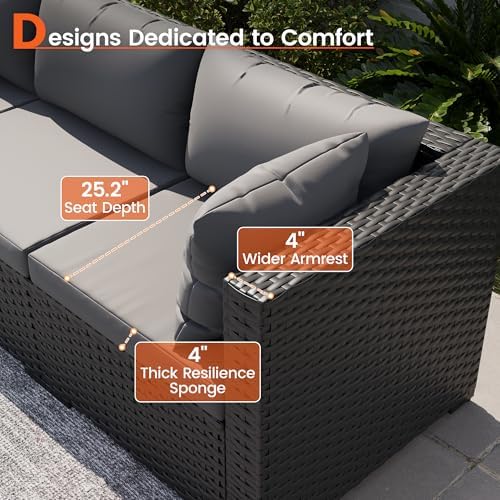 Patio Furniture Set, 7-Piece Outdoor Wicker Sectional Sofa - Image 5