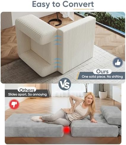 Versatile 2 in 1 Boneless Armchair Chaise Lounge Chair Indoor, Convertible - Image 3