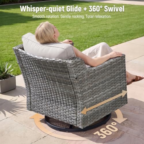 Luxury 6" Thick Cushioned 6-Piece Swivel Rocker Chairs Set - Image 2