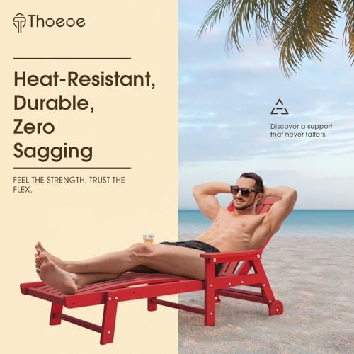 THOEOE Patio Chaise Lounge Chair, HDPE Lounge Chair Outdoor - Image 4