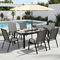 7PCS Patio Dining Set, Steel Table & 6 Textilene Chairs by PATIOPIA