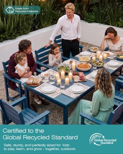 SERWALL Outdoor Dining Set, 9 Piece HDPE Patio Dining Set - Image 5