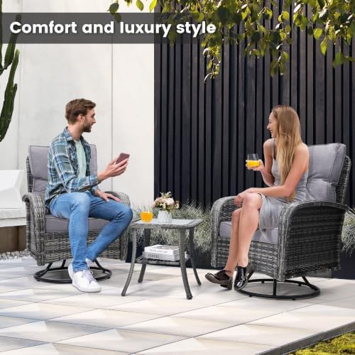 Luxury Outdoor Swivel Wicker Glider Patio Chairs - Image 3
