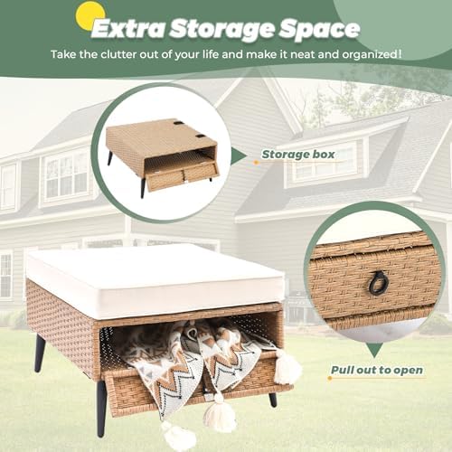 LVUYOYO 7 Pieces Outdoor Patio Furniture Set, Wicker Sectional Sofa Set - Image 3