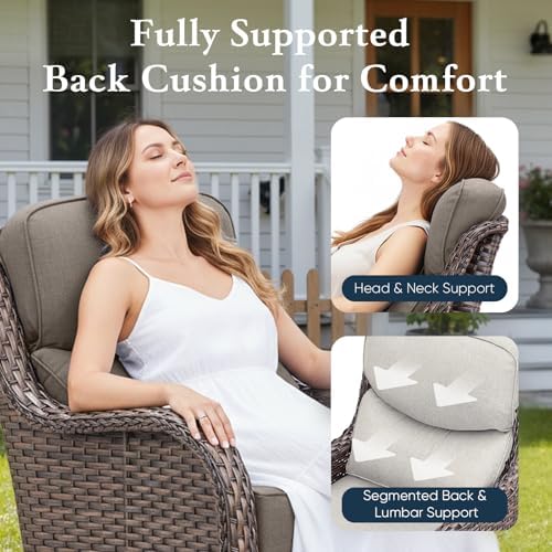 Luxury 6" Thick Cushioned Outdoor Swivel Rocker Chairs Set of 4 - Image 7