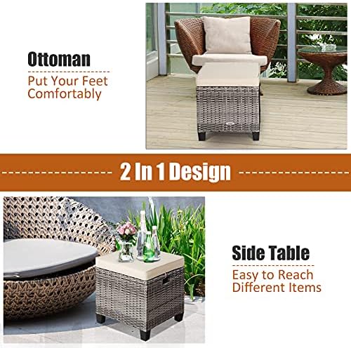 RELAX4LIFE 2-Piece Patio Rattan Ottomans - Image 6