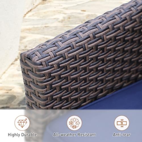 Wicker Patio Sofa, Outdoor Furniture Couch, 3 Seat - Image 7