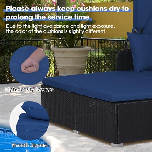 COSTWAY Outdoor Daybed with Retractable Canopy - Image 2