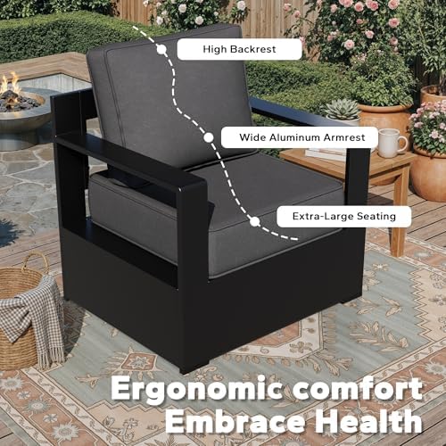 Outdoor Aluminum Furniture Set, 4-Piece Patio Conversation Set, 2 Chairs - Image 4