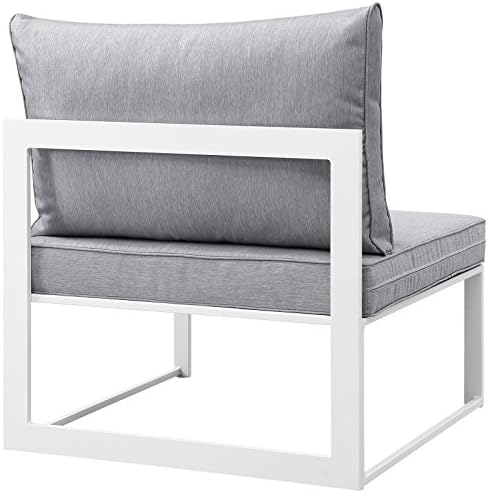 Modway Fortuna Aluminum Outdoor Patio Armless Chair in White Gray - Image 3