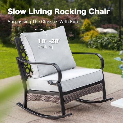 Metal Patio Furniture Set with Fire Pit, Light Grey - Image 6