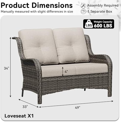 Wicker Patio Loveseat, 2 Seat Outdoor Couch - Image 3