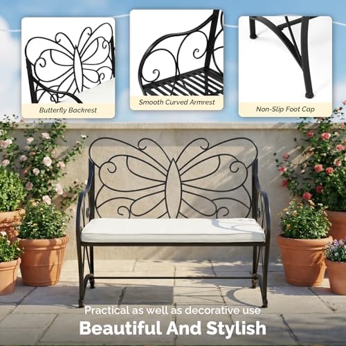 VINGLI 38.7in Cast Iron Outdoor Bench - Image 4