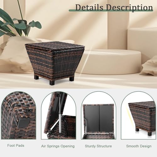 VINGLI Outdoor Side Table with Storage, 13-Gallon Patio Deck Box Outdoor Wicker - Image 6