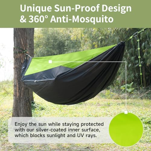 Camping Hammock with Mosquito Net, Sunshade and Ridge Rope, 2 Person - Image 2