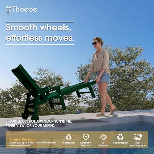 THOEOE Outdoor Chaise Lounge Chair, HDPE Pool Lounge Chair - Image 6