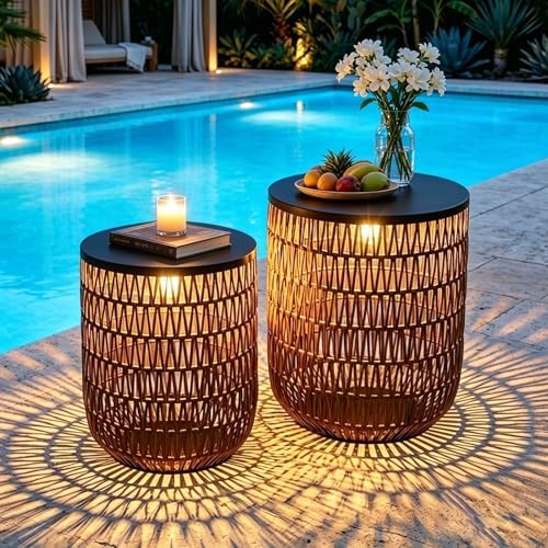 HMVPL Solar Outdoor Side Table Set of 2 by HMVPL