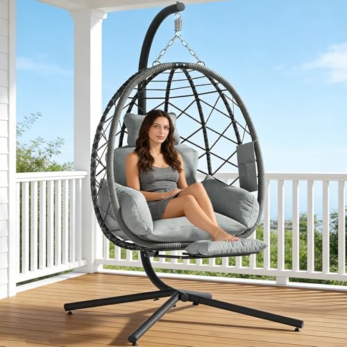 Suteck Hanging Egg Chair with Adjustable Footrest & Stand by Suteck