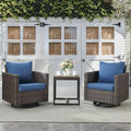 Outdoor Bistro Set 3 Piece Wicker Swivel Rocker Patio Chairs, Oversize Outdoor by Belord