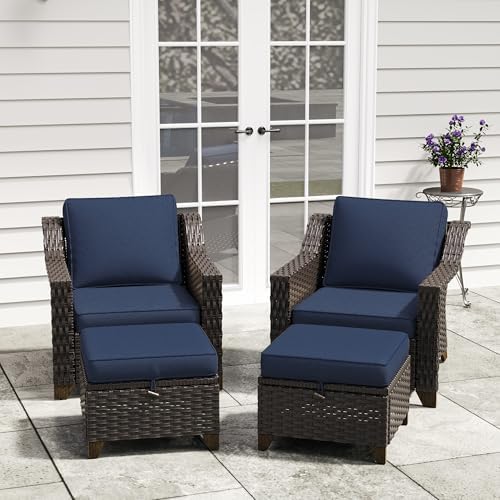 4 Piece Patio Furniture Set, Wicker Outdoor Conversation Set - Image 6