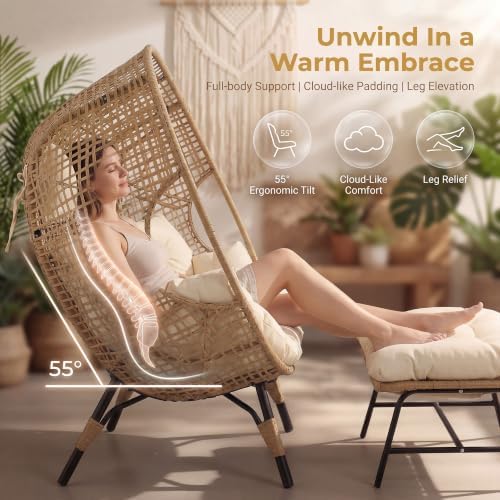 NICESOUL Indoor Outdoor Stationary Double Egg Chair - Image 4