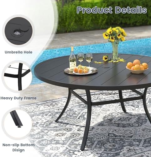 VICLLAX 50" Outdoor Round Patio Dining Table - Image 4